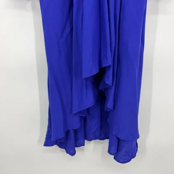 Umgee Dress Blue Ruffle Hi Lo Bell Sleeve V Neck Midi NWT - Picture 8 of 12
